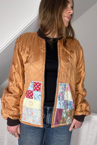 Vintage Shiny Quilted Lightweight Zip Front Jacket Selected by KA.TL.AK