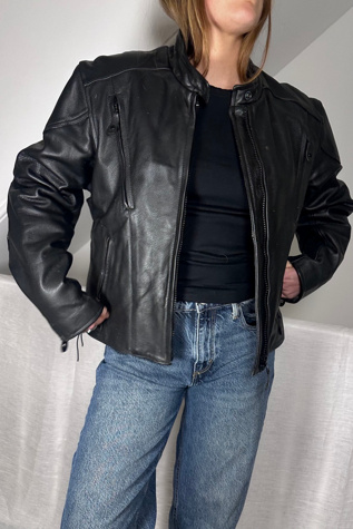 Black Leather Mega Force Motorcycle Jacket Selected by KA.TL.AK