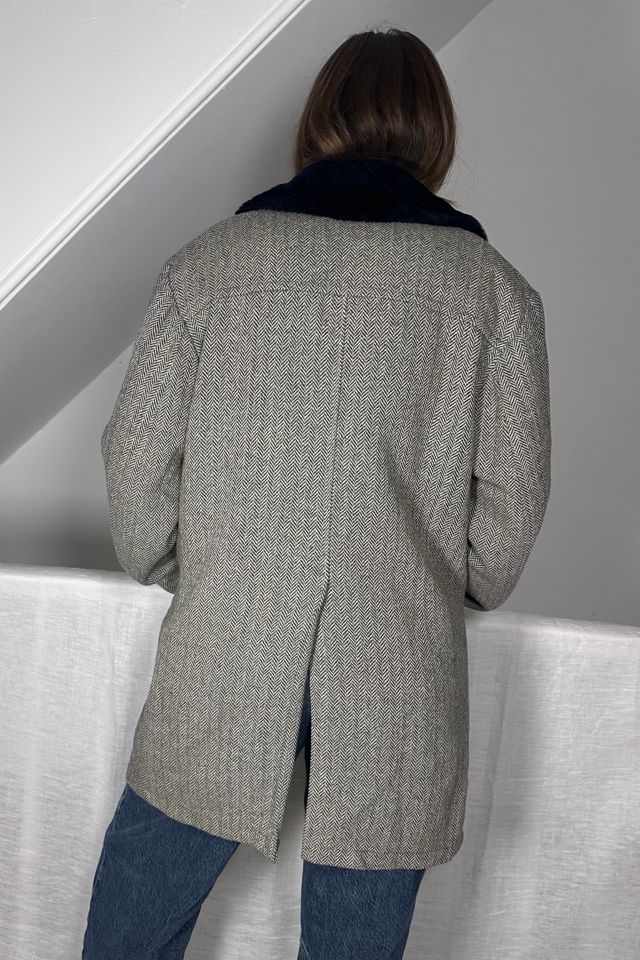 Vintage Wool Chevron Overcoat with Plush Lining Selected by KA.TL.AK #2