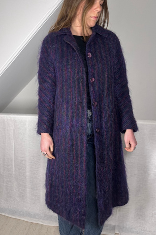 Vintage Purple Mohair Coat with Vertical Stripes Selected by KA.TL.AK