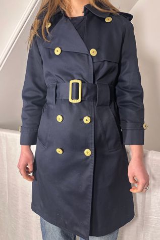 Vintage Misty Harbor Blue Double Breasted Midi Trench Coat Selected by KA.TL.AK