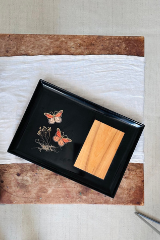 Vintage MCM Couroc of Monterey Butterfly Charcuterie Tray Selected by KA.TL.AK