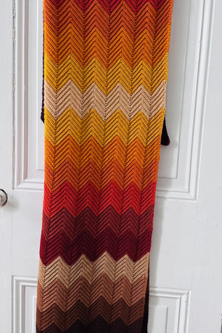 Vintage Handknit Chevron Patterned Afghan Selected by KA.TL.AK