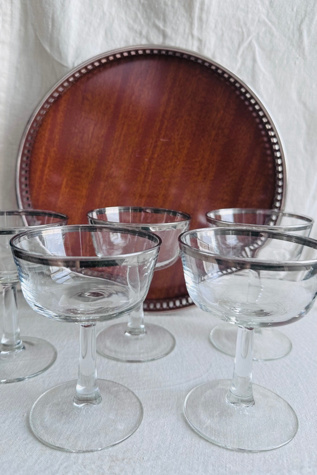 Vintage MCM Silverplate and Formica Serving Tray with Four Glasses Selected by KA.TL.AK