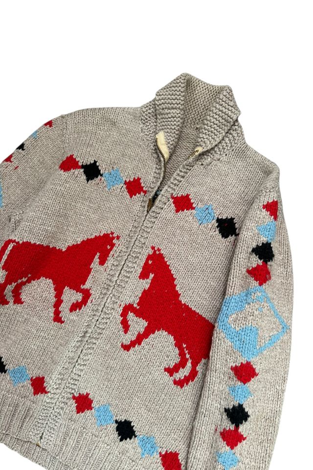 Vintage 1960s Horse Theme Cowichan Cardigan Sweater Selected By Vintage Warrior #1