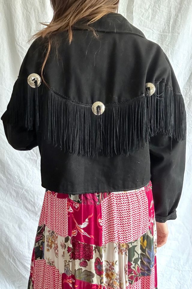 Vintage Black Denim Fringe Western Jacket Selected by Grievous Angel Vintage #1