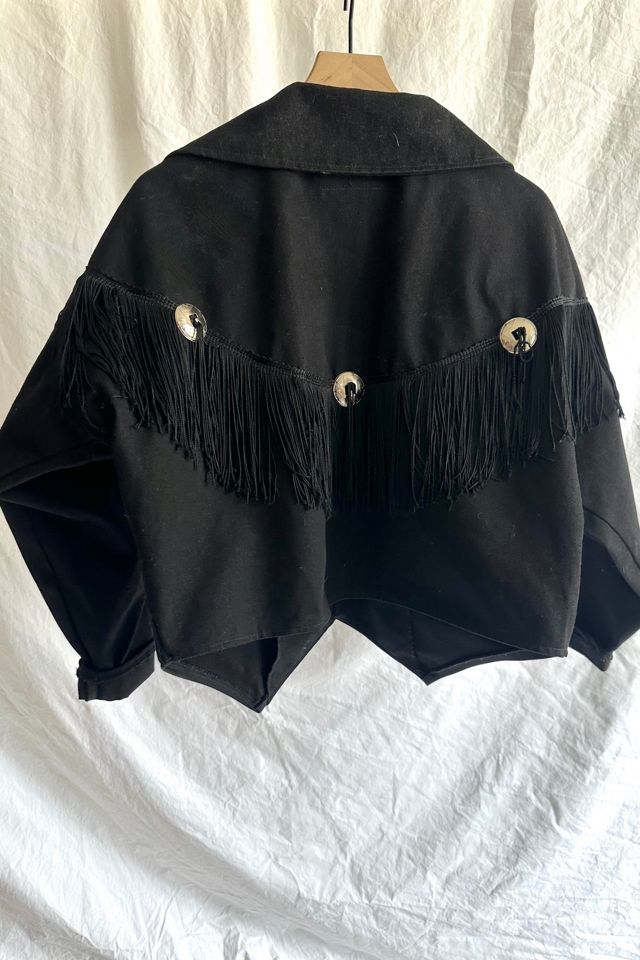 Vintage Black Denim Fringe Western Jacket Selected by Grievous