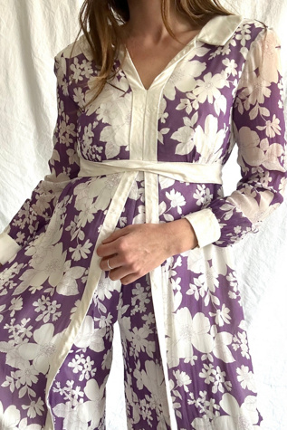 Vintage 1960s Floral Maxi Layered Jumpsuit Selected by Grievous Angel Vintage