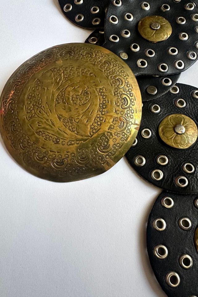 Vintage Black Leather and Brass Belt Selected by Grievous Angel Vintage #2