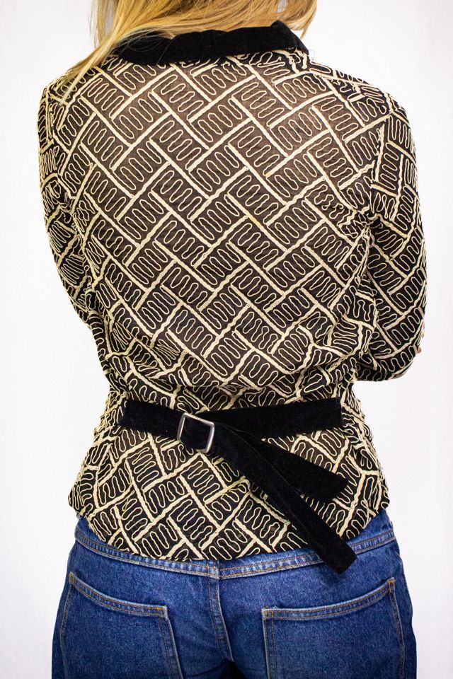 Vintage Geometric Top With Velvet Accents Selected by Black Shag Vintage #1