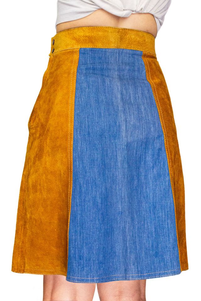 Vintage 70s Alexander's Denim and Suede Skirt Selected by Black Shag Vintage #2