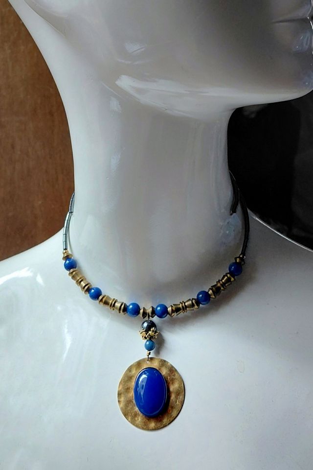 Lapis and Hematite Bead Choker Selected by Garbage Soup #1