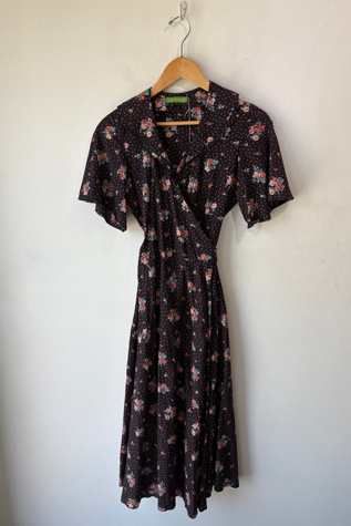Cacharel Navy Blue Floral Midi Dress Selected by The Curatorial Dept.