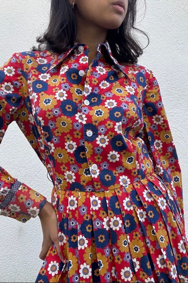 Vintage Floral Printed Pleated Dress Selected by The Curatorial Dept. #1