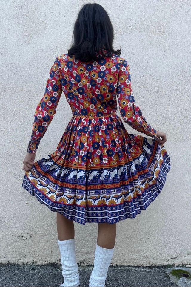 Vintage Floral Printed Pleated Dress Selected by The Curatorial Dept. #2