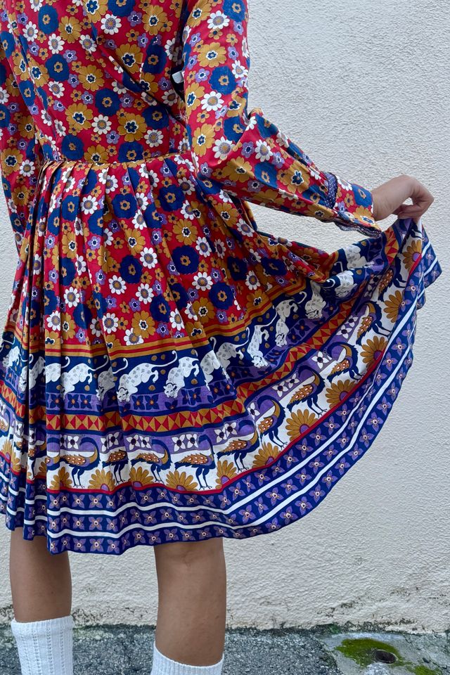 Vintage Floral Printed Pleated Dress Selected by The Curatorial Dept. #3