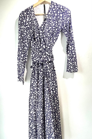 Sara Lanzi Blue + White Muslin Wrap Dress Selected by The Curatorial Dept.