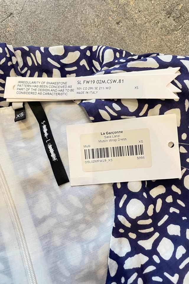 Sara Lanzi Blue + White Muslin Wrap Dress Selected by The Curatorial Dept. #2