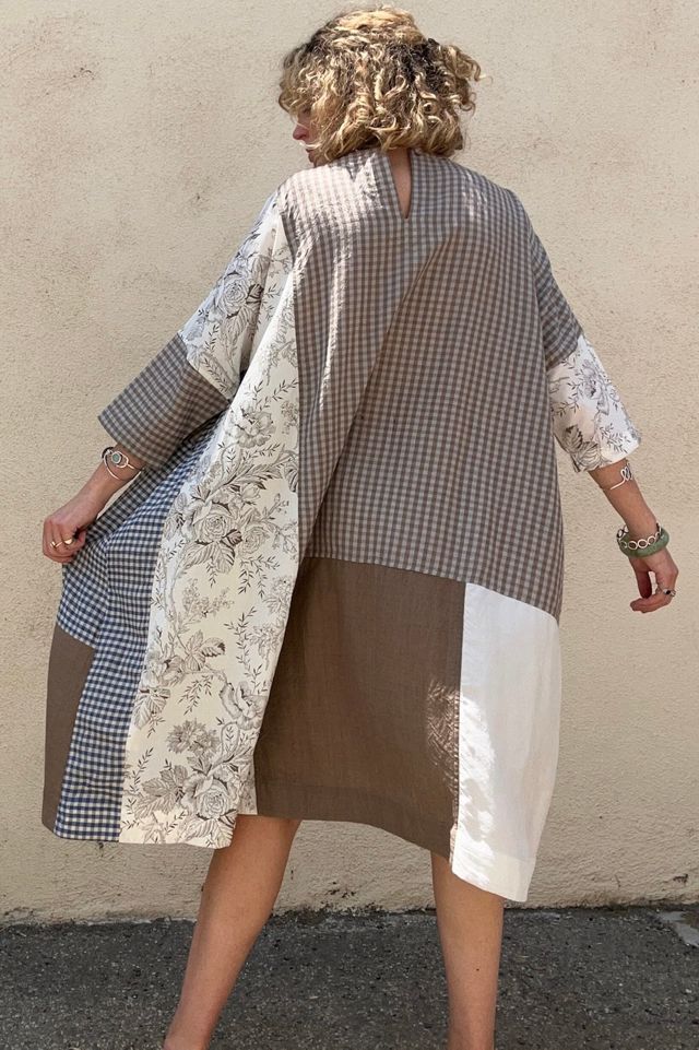 Aodress Blue Brown Block Gingham Dress Selected by The Curatorial Dept. #1