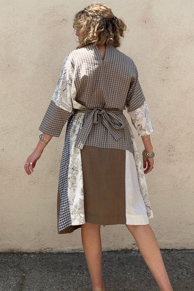 Aodress Blue Brown Block Gingham Dress Selected by The Curatorial Dept. #3