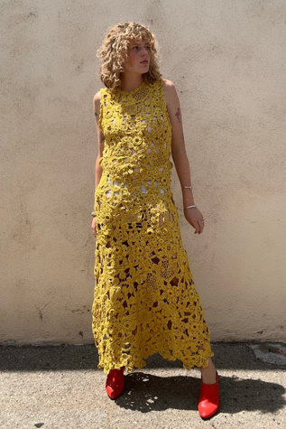 Ulla Johnson  Yellow Crochet Yael Heirloom Dress Selected by The Curatorial Dept.
