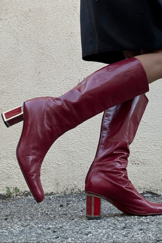 Valentino Red Leather Knee-High Boots Selected by The Curatorial Dept.