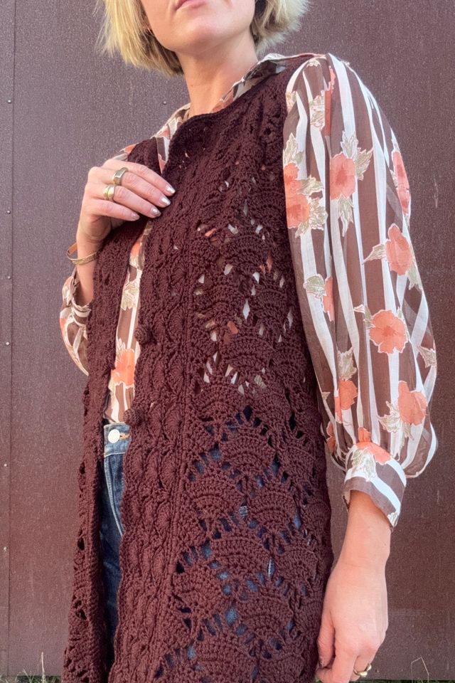 Vintage 1970s Handmade Crochet Vest Selected by Kikos Kloset #2