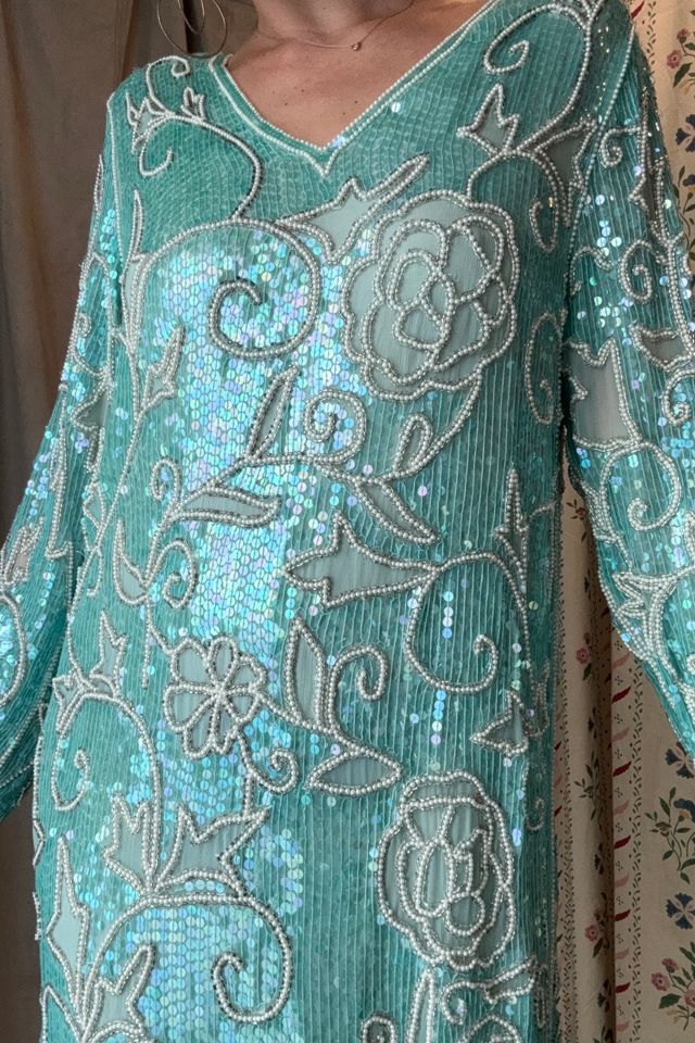 Vintage 1980s Sequin Silk Gown Selected by Kikos Kloset #1