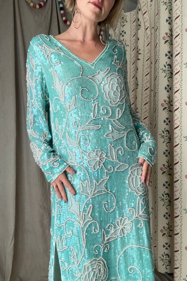 Vintage 1980s Sequin Silk Gown Selected by Kikos Kloset #2