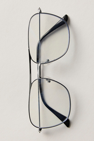 Ryder Aviator Bluelight Glasses by gabriel + simone at Free People in Silver & Blue