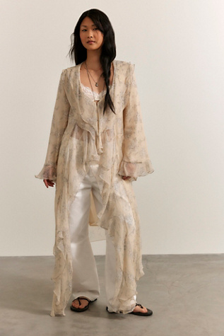 Nigel Preston Long Bed Jacket Top at Free People in Cream, Size: Medium
