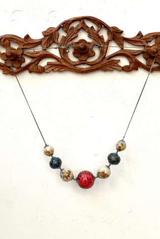 Vintage Handpainted Bead Necklace Selected by Anna Corinna