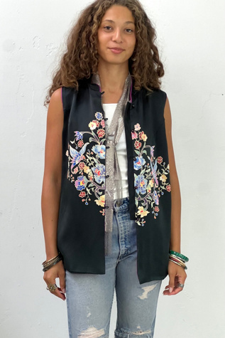 Vintage Hand Painted Silk Vest Selected by Anna Corinna