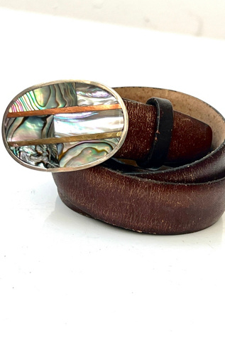 Vintage Leather Belt and Abalone Buckle Selected by Anna Corinna