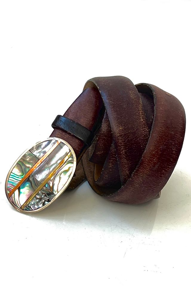 Vintage Leather Belt and Abalone Buckle Selected by Anna Corinna #1