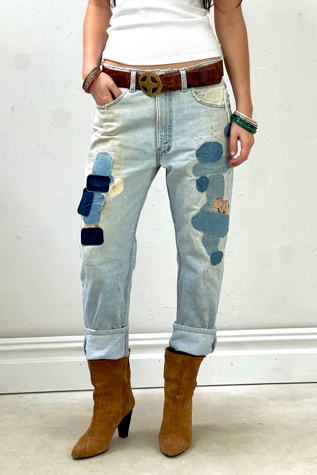 Vintage Levi's Patched Up 505 Denim Jeans Selected by Anna Corinna