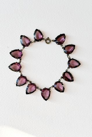 Vintage 1930s Purple Glass Teardrop Charm Bracelet Selected by MARMALADE