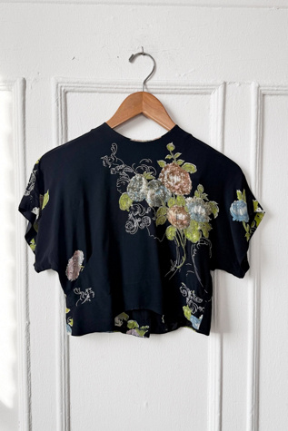 1940s Beaded Rayon Floral Top Selected by MARMALADE