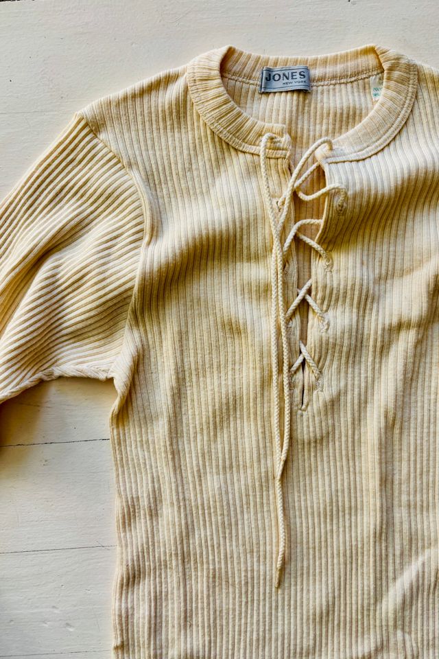 Vintage Ribbed Lace Front Top Selected by Atlantic Vintage #1