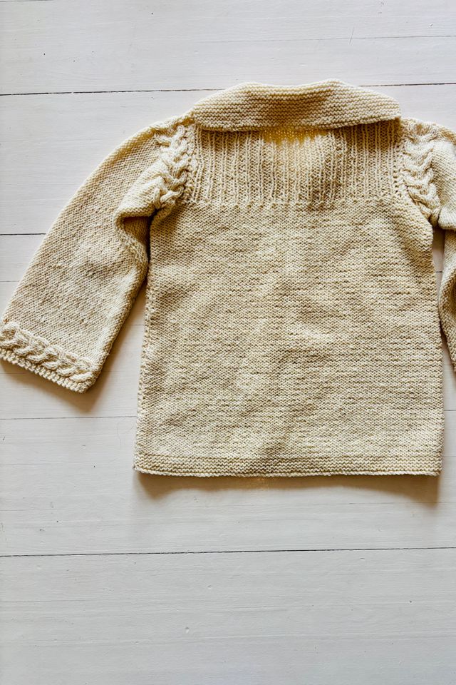 Vintage Creme Handknit Cable Sweater with Shawl Collar Selected by Atlantic Vintage #2