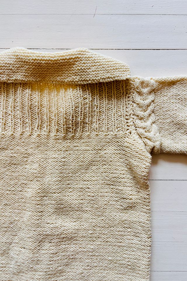 Vintage Creme Handknit Cable Sweater with Shawl Collar Selected by Atlantic Vintage #3