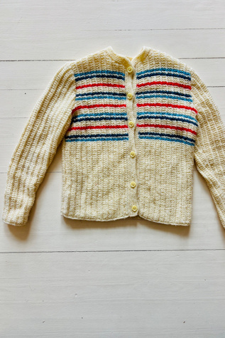 Vintage Handknit Cropped Cardigan with Stripes Selected by Atlantic Vintage