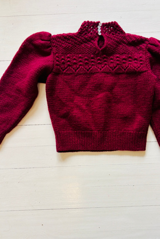 Vintage Handknit Burgundy 70’s Does 40’s Sweater Selected by Atlantic Vintage
