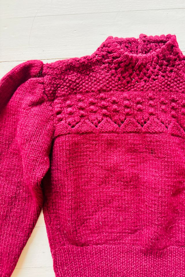 Vintage Handknit Burgundy 70’s Does 40’s Sweater Selected by Atlantic Vintage #1
