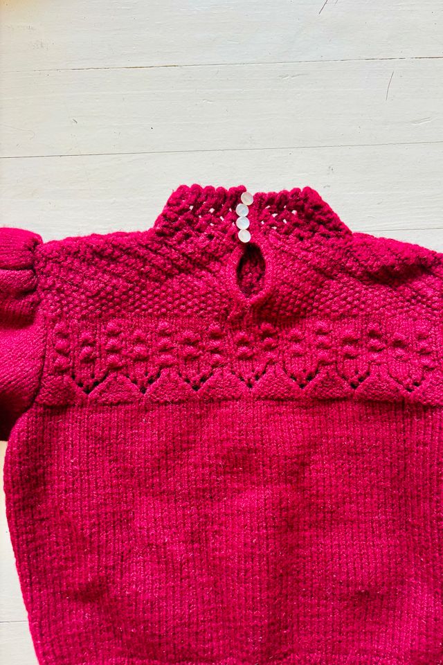 Vintage Handknit Burgundy 70’s Does 40’s Sweater Selected by Atlantic Vintage #2