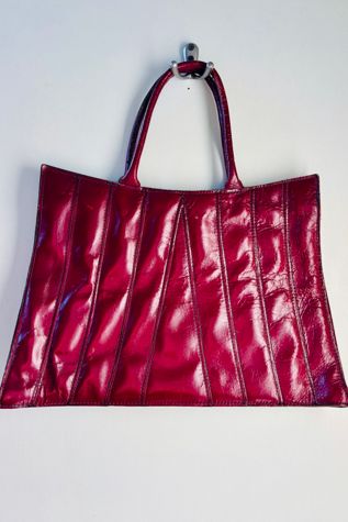 Vintage Burgandy Patterned Leather Bag Selected by Atlantic Vintage