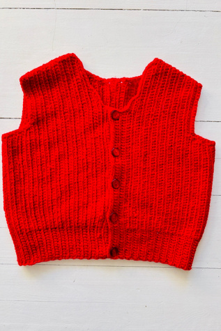 Vintage Handknit Red Vest Selected by Atlantic Vintage