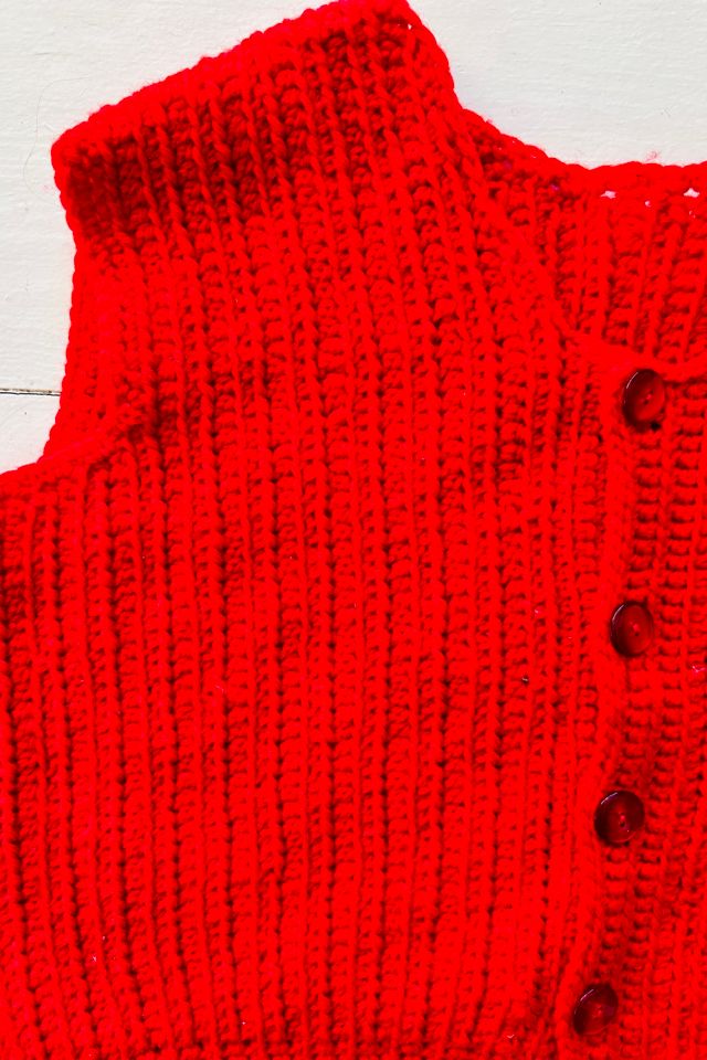 Vintage Handknit Red Vest Selected by Atlantic Vintage #1