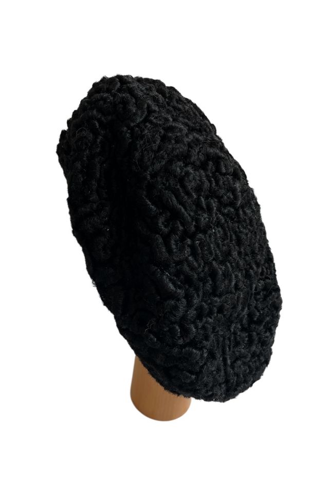 Vintage Black Persian Lamb Beret Selected by FernMercantile #1