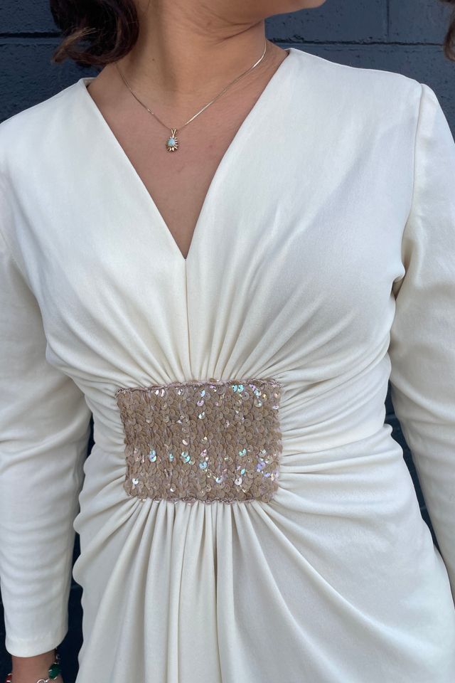 Vintage 1970's White Sequin Maxi Dress Selected by FernMercantile #2